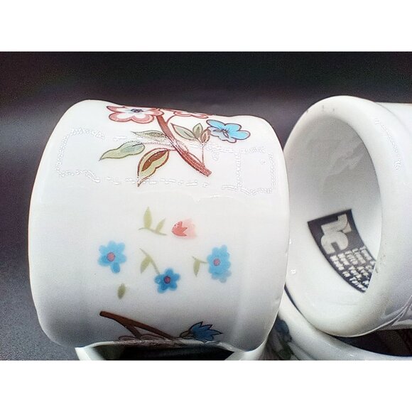 Set of 5 Town and Country Linen Corp Porcelain Floral Napkin Rings Fifth Ave. NY - Picture 9 of 12